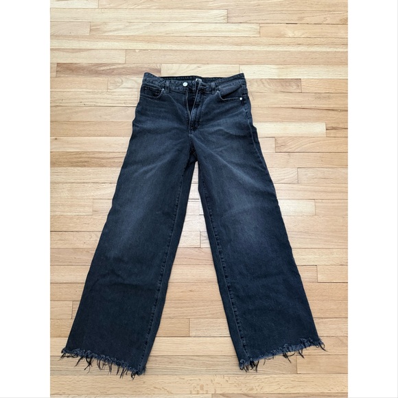 PAIGE Anessa High Rise Wide Leg Jeans in Viper Black Distressed $259 size 27 - Picture 8 of 11